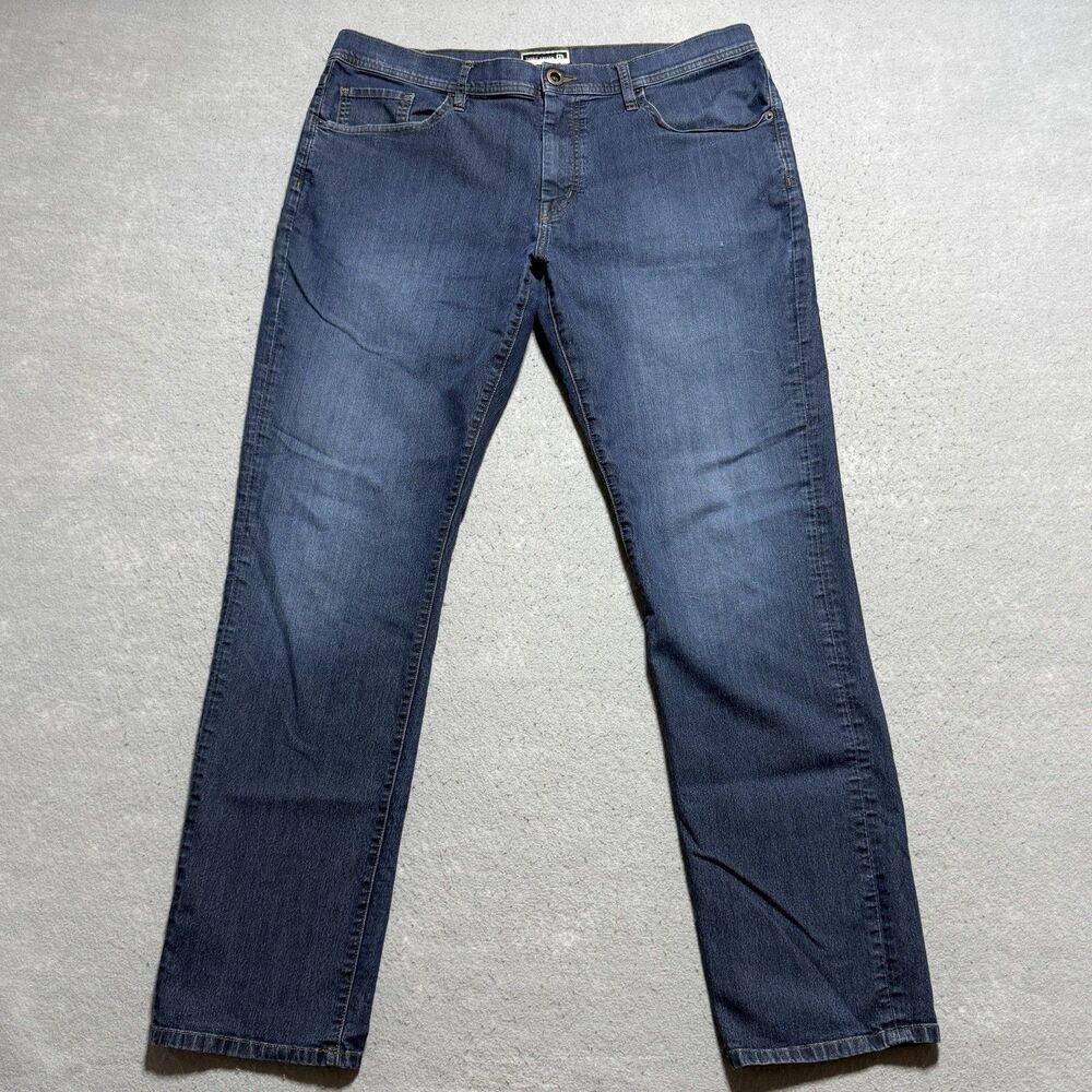 Travis Matthew Jeans Mens Size 38 Blue Dark Wash Tapered High Rise Denim Stretch